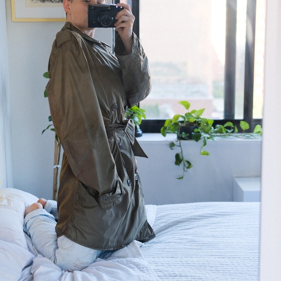 Vintage Army Green Raincoat - Picture 2 of 4